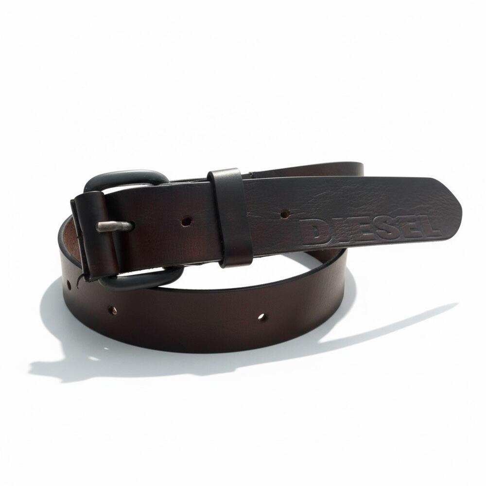 Diesel Men's Size 95/38 100% Cow Leather Belt Extra Tough Superior Brown Logo